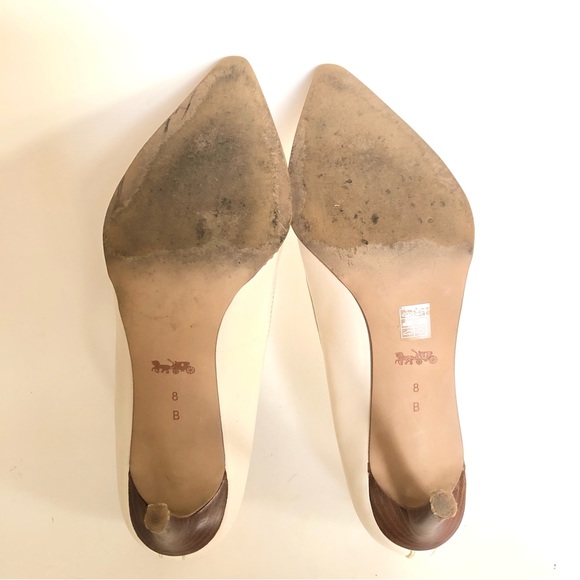 Coach White Waverly Bead-Trim Leather Pumps Heels Women’s Size 8 - Picture 10 of 15
